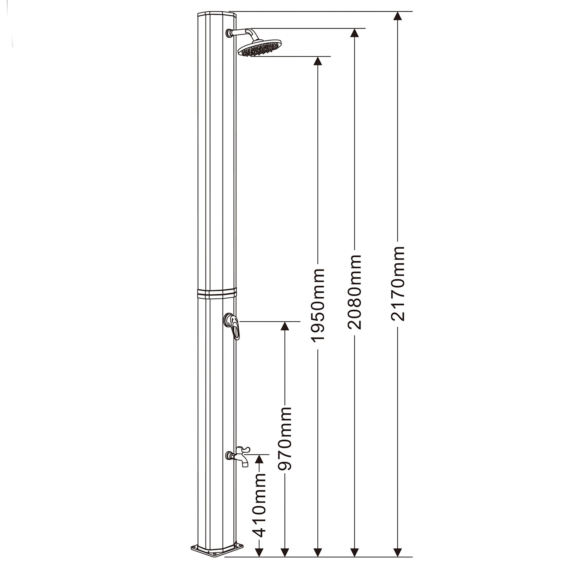 "Mackay" solar shower, 35 liters, including tap and foot shower