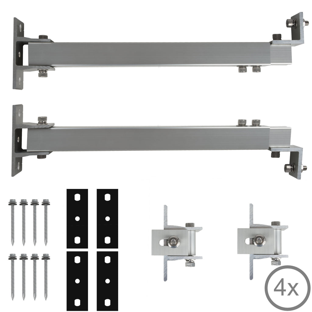 Solar panel mounting bracket, aluminum, universal, including adjustable angle