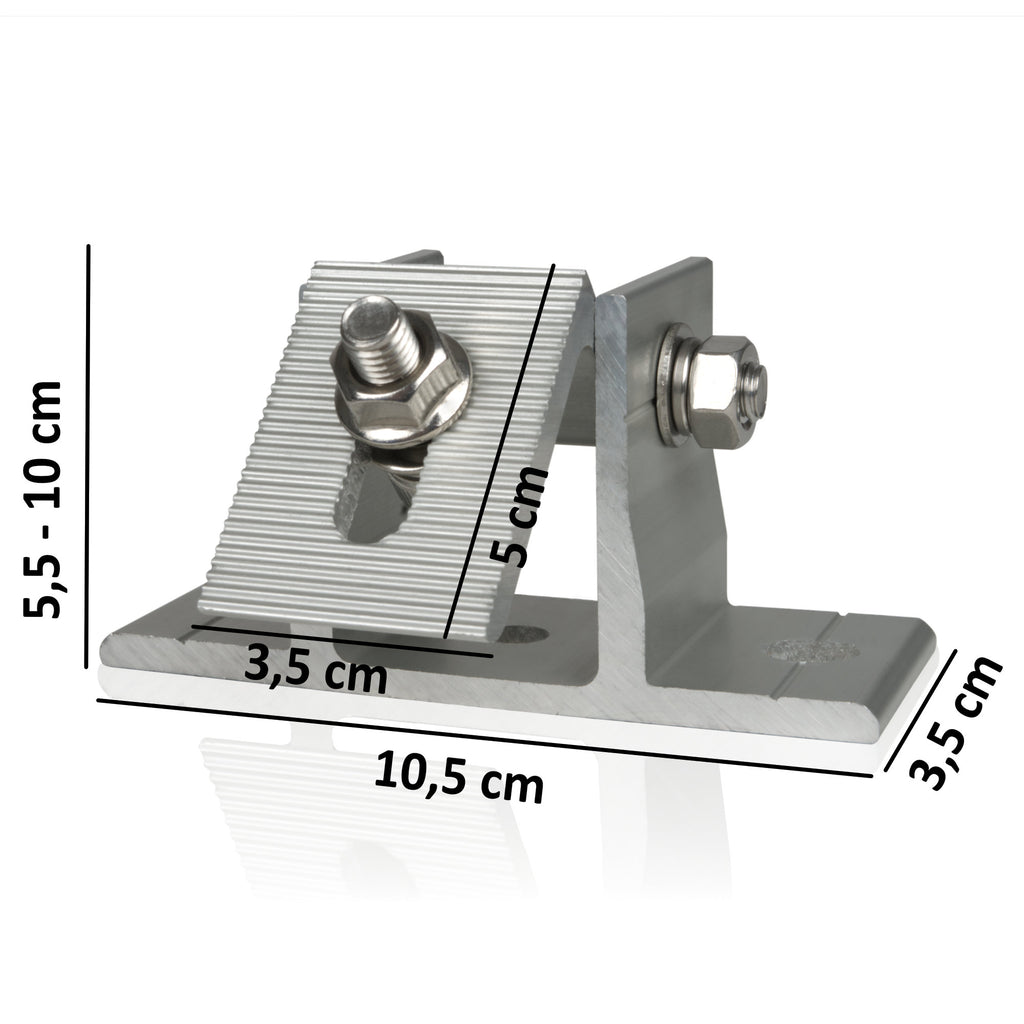 Solar panel mounting bracket, aluminum, universal, including adjustable angle