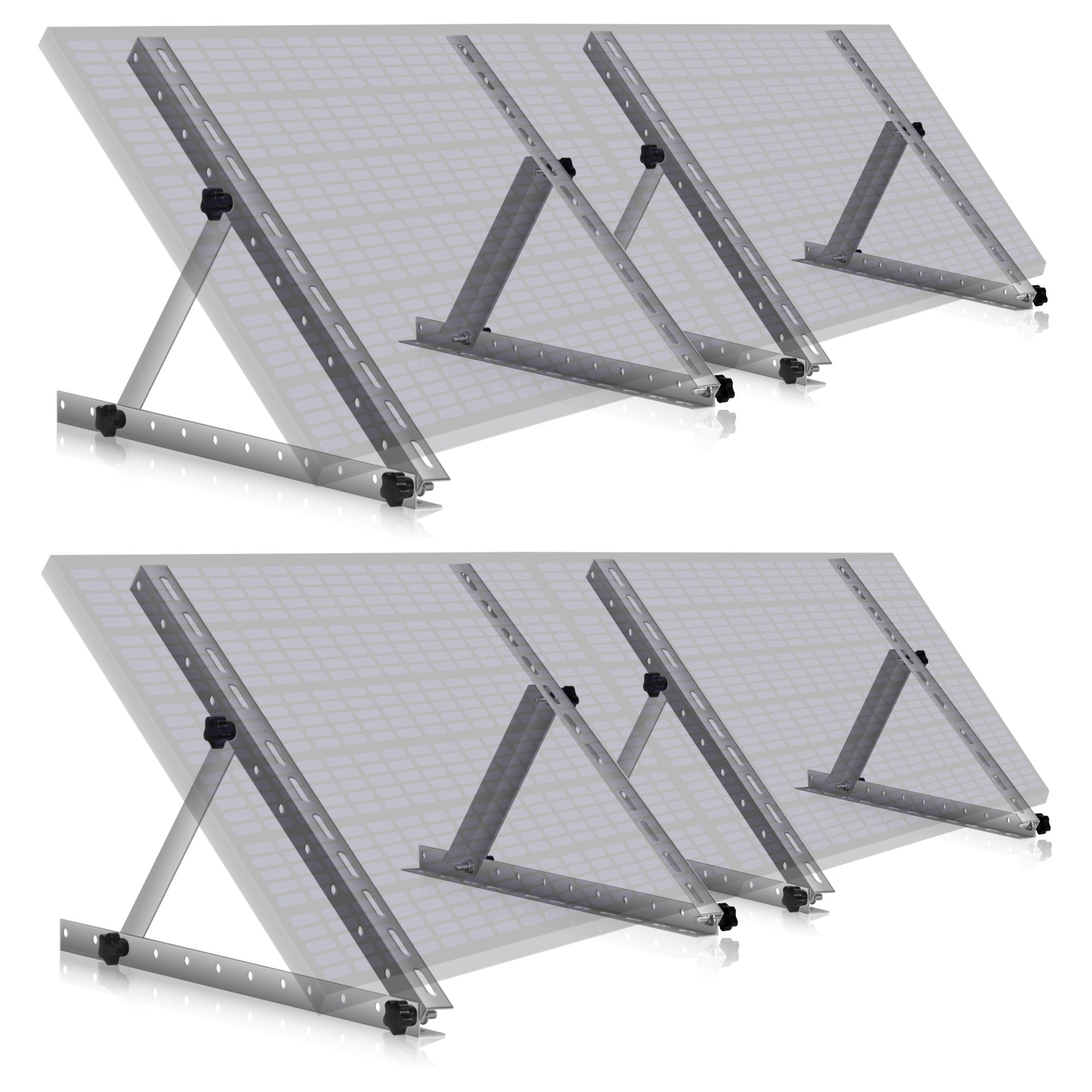 Solar panel mounting bracket, aluminum, adjustable from 0 to 90 degrees, support rod 56 cm