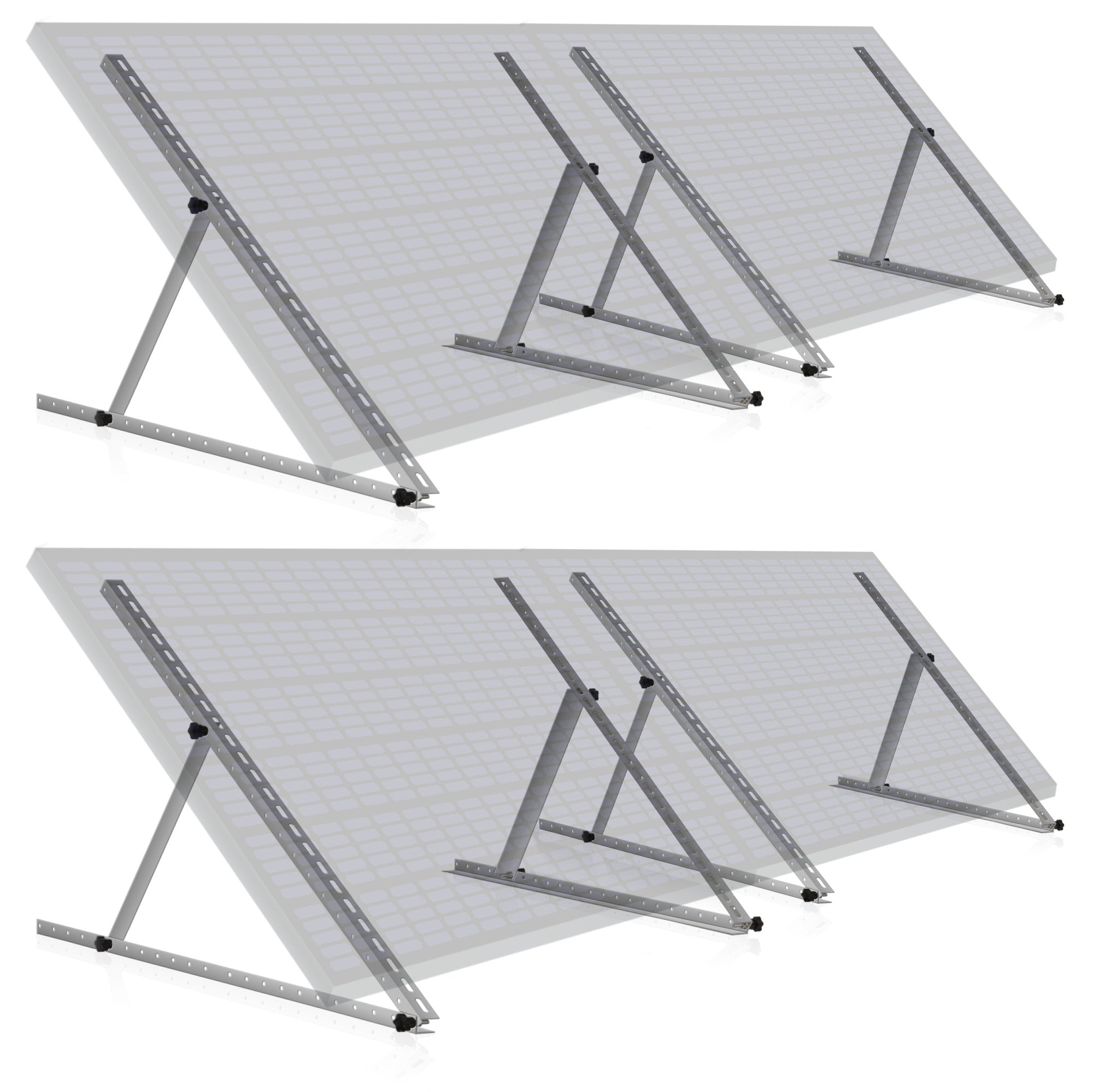Solar panel mounting bracket, aluminum, adjustable from 0 to 90 degrees, support rod 114 cm