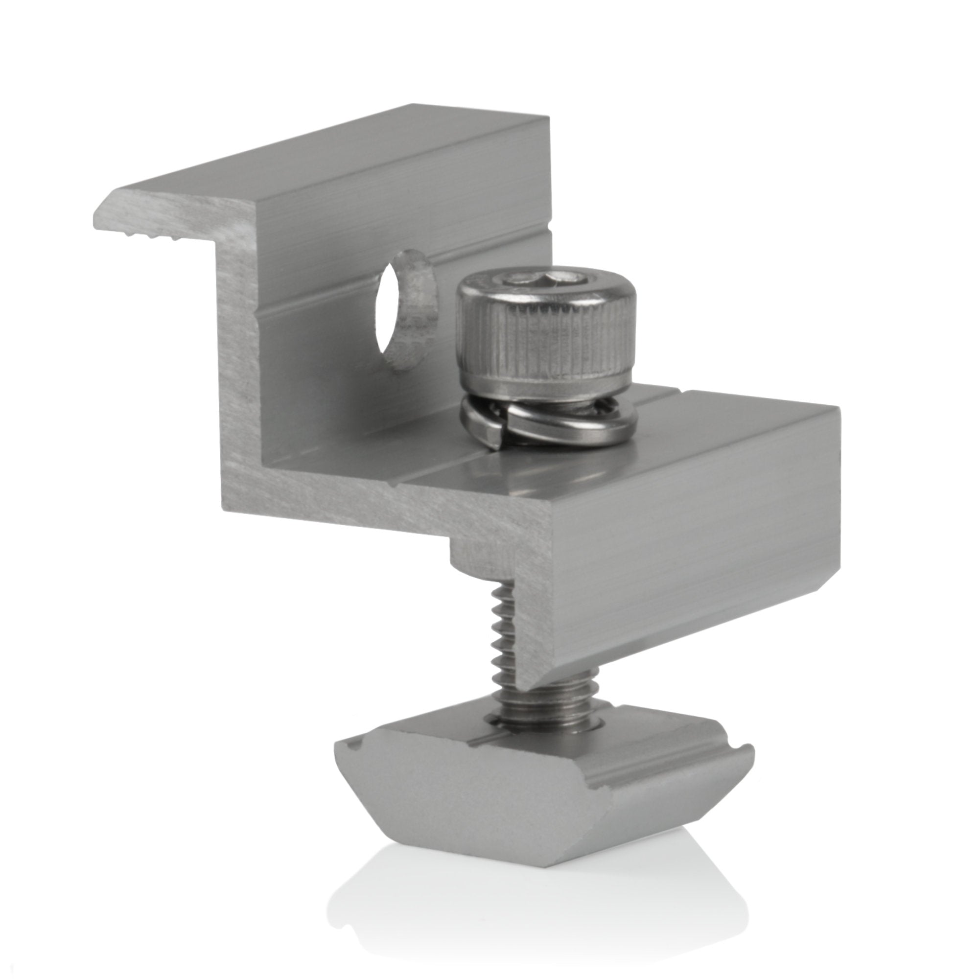 End clamp for solar panels, universal, aluminum