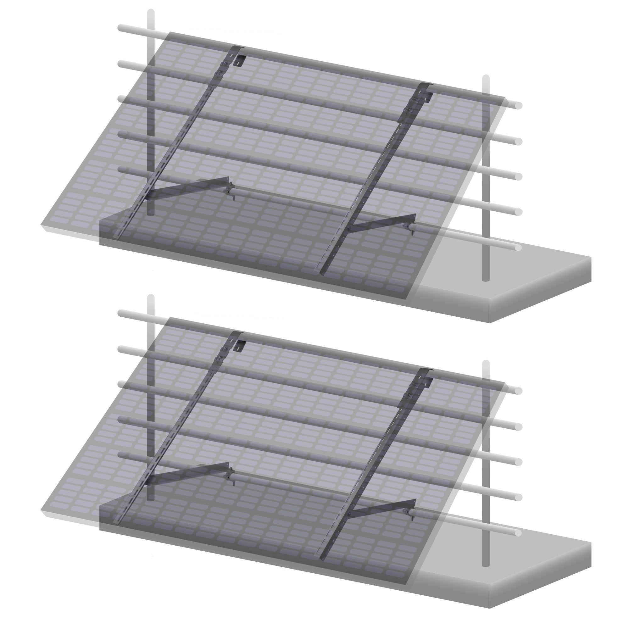 Balcony bracket for solar panel, universal, aluminum, including adjustable angle