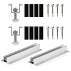 Support de montage pour panneau solaire, rail avec pinces centrales