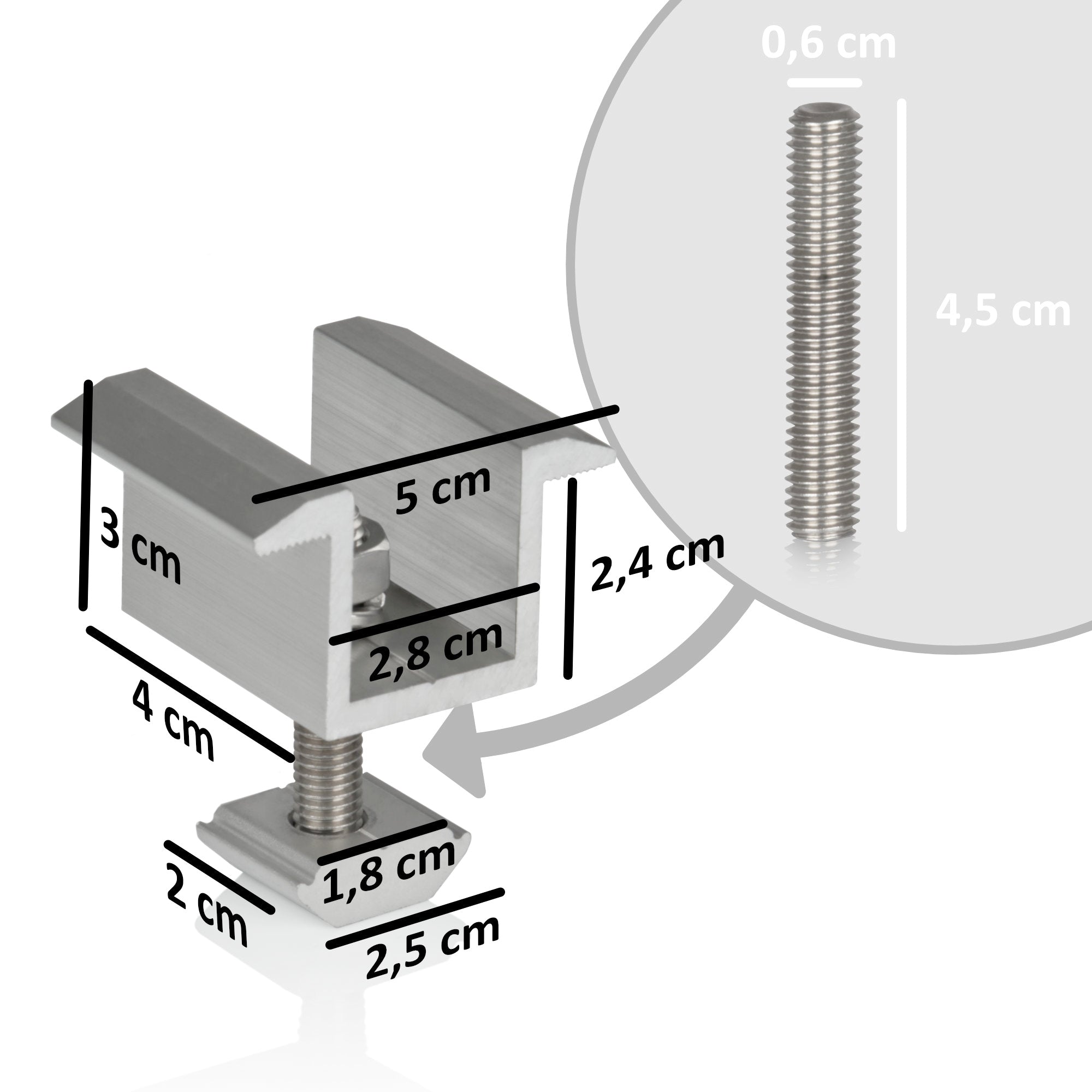 Mounting bracket for solar panel, rail with mid clamps