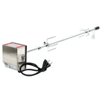 Ensemble de brochettes pour barbecue, 120 cm, comprenant un moteur en acier inoxydable et des aiguilles à viande, pour jusqu'à 4 kg d'aliments.