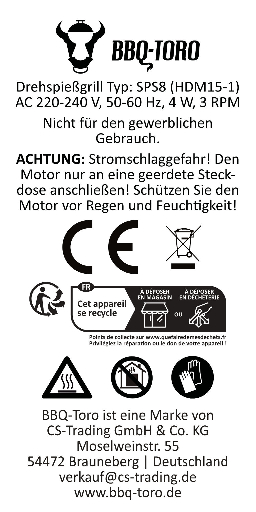 Gril à rôtisserie double, en acier inoxydable, comprenant un moteur et deux broches à rôtisserie