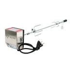 Ensemble de brochettes pour barbecue, 90 cm, comprenant un moteur en acier inoxydable et des dents pour la viande, pour jusqu'à 4 kg d'aliments.