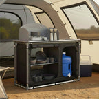 Armoire de camping, 117 cm x 50 cm x 109,5 cm, pliable, avec pare-éclaboussures et évier.