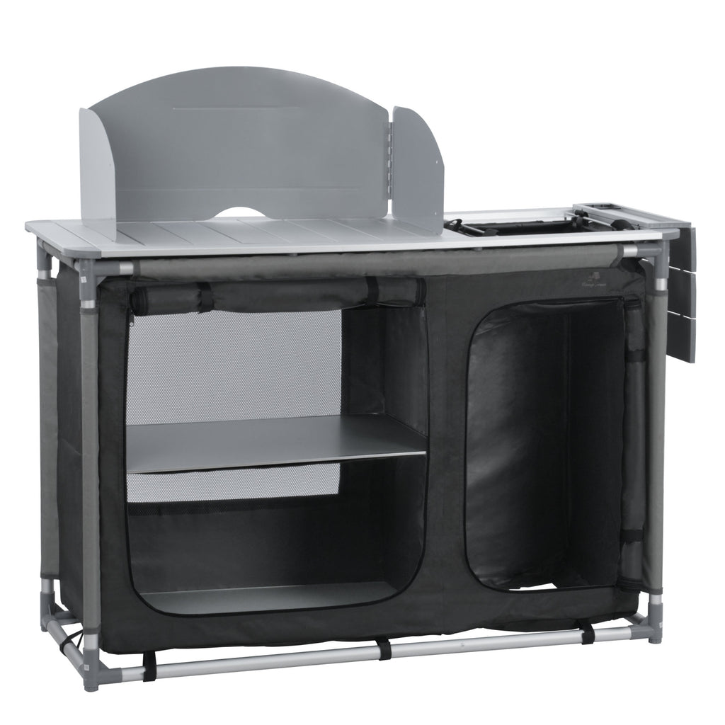 Armoire de camping, 117 cm x 50 cm x 109,5 cm, pliable, avec pare-éclaboussures et évier.