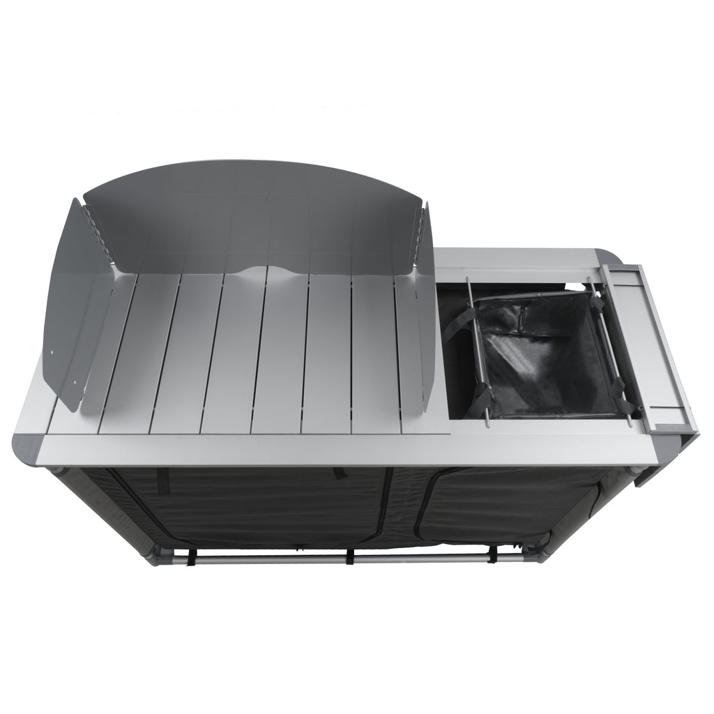 Armoire de camping, 117 cm x 50 cm x 109,5 cm, pliable, avec pare-éclaboussures et évier.