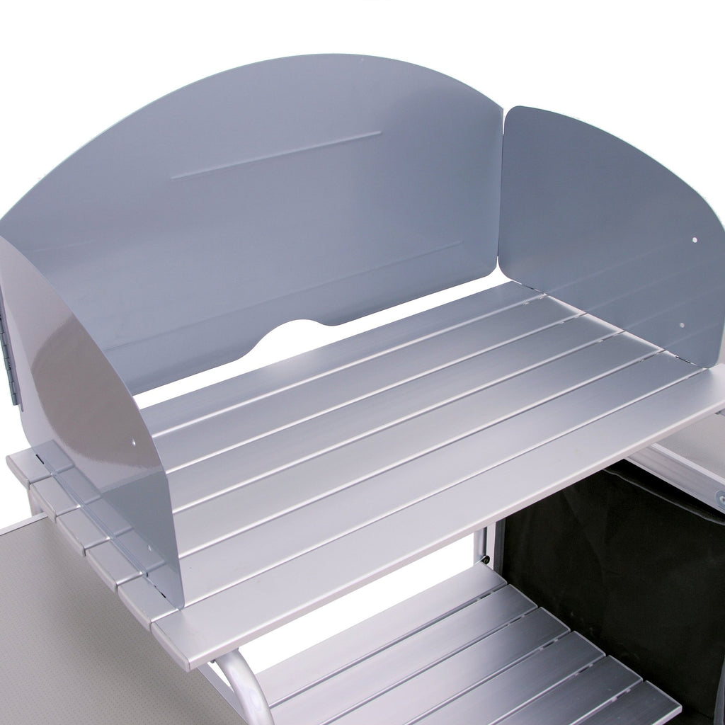 Camping cupboard, 171 x 48 x 111 cm, foldable, including splash guard, shelves and storage compartments