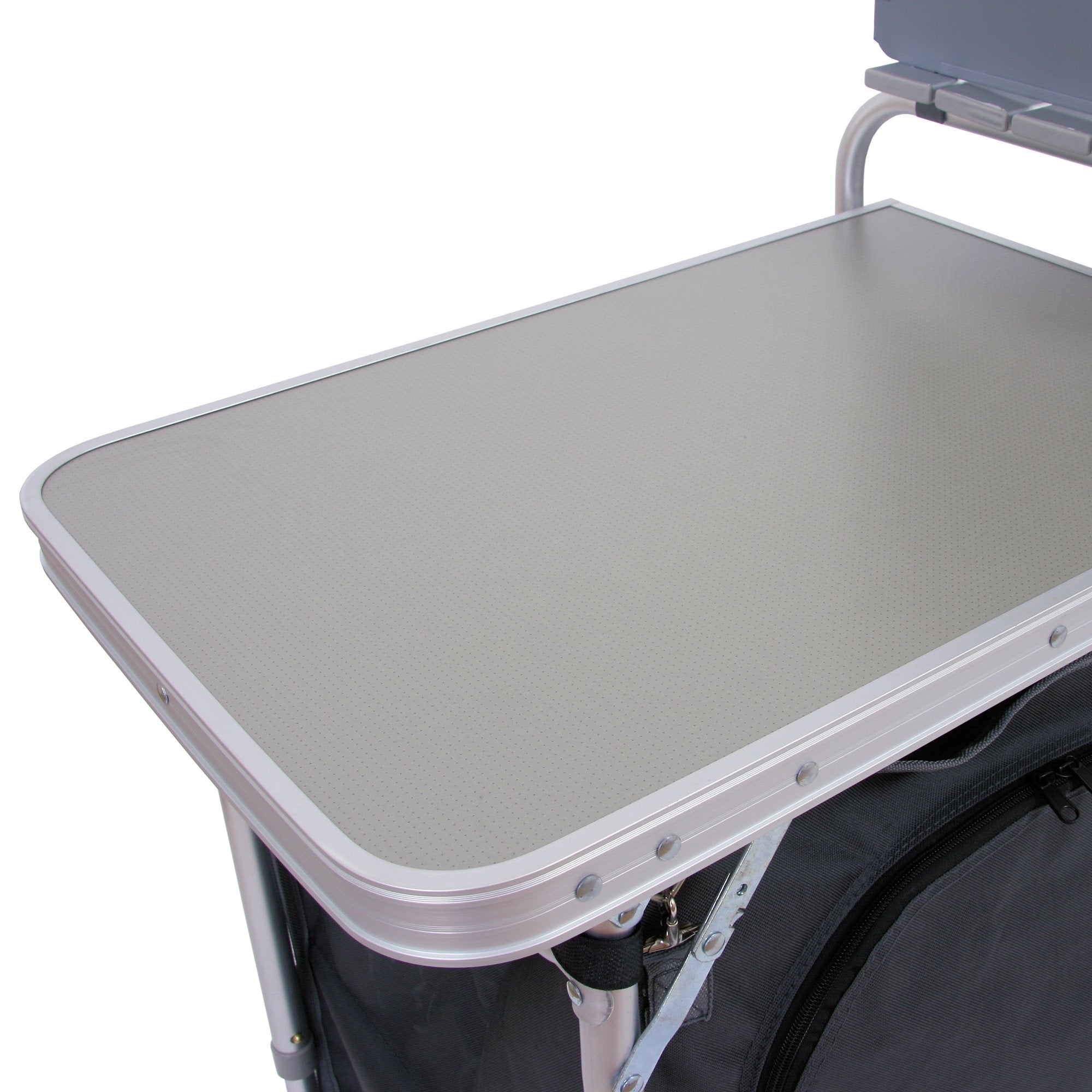 Camping cupboard, 171 x 48 x 111 cm, foldable, including splash guard, shelves and storage compartments