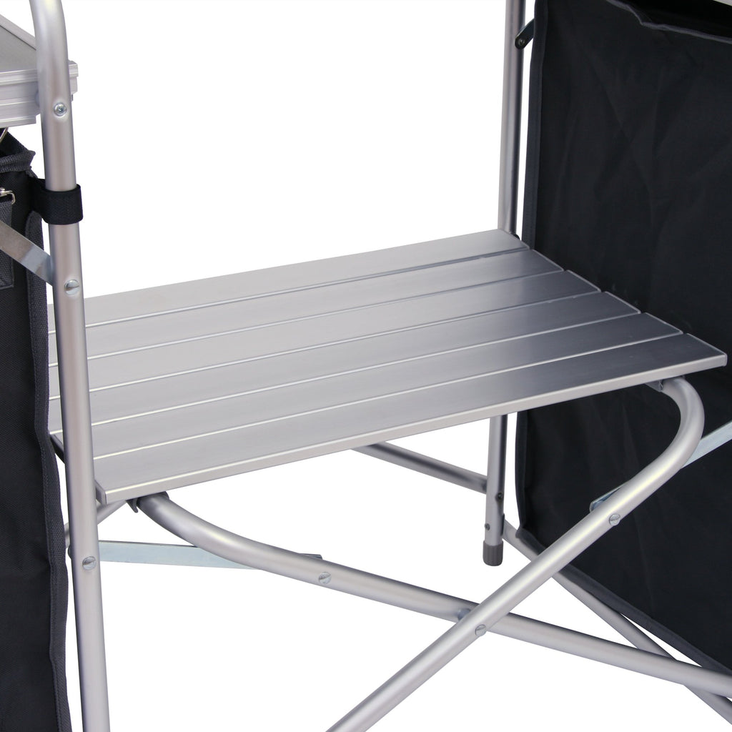 Camping cupboard, 171 x 48 x 111 cm, foldable, including splash guard, shelves and storage compartments