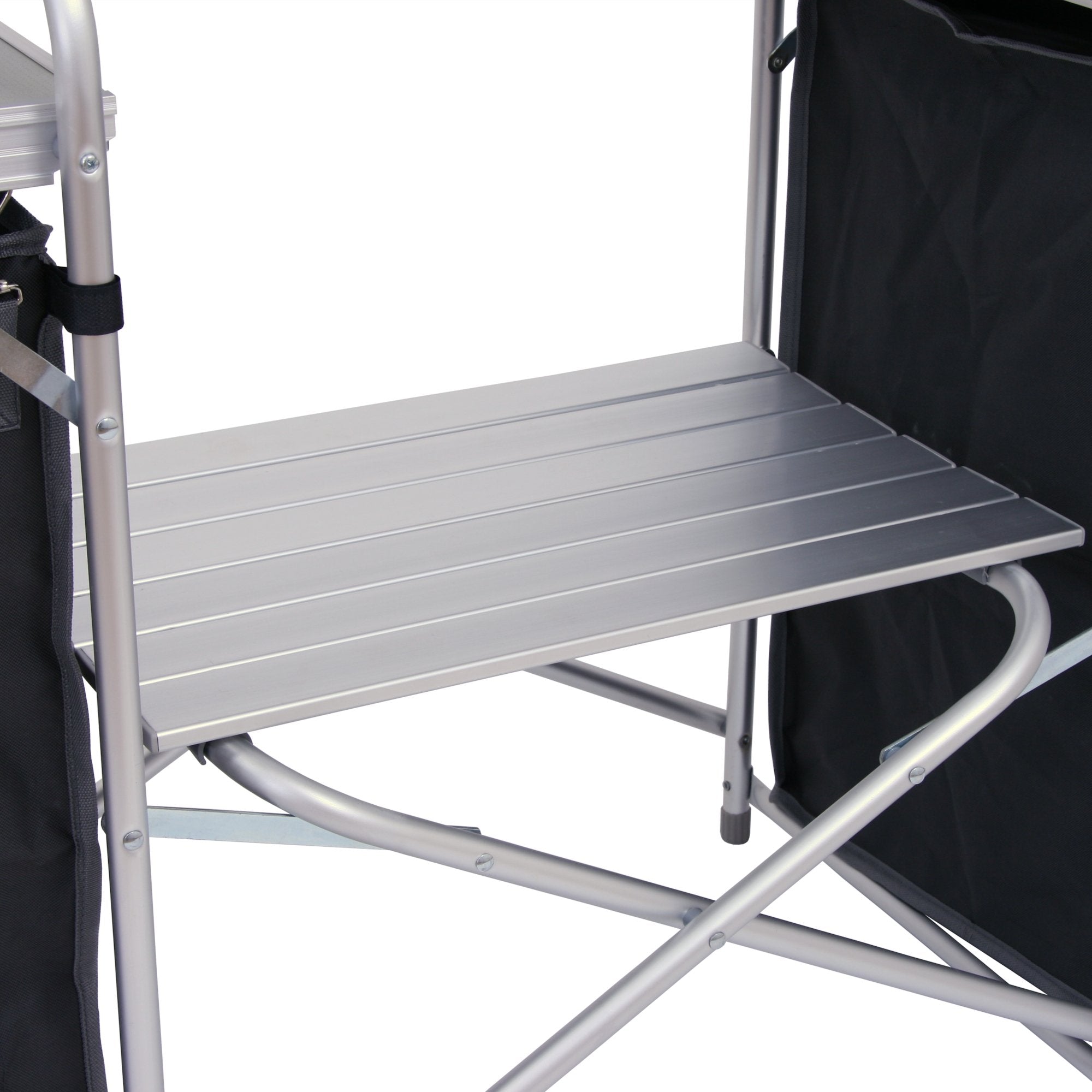 Camping cupboard, 171 x 48 x 111 cm, foldable, including splash guard, shelves and storage compartments