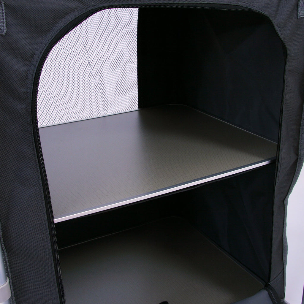 Camping cupboard, 171 x 48 x 111 cm, foldable, including splash guard, shelves and storage compartments