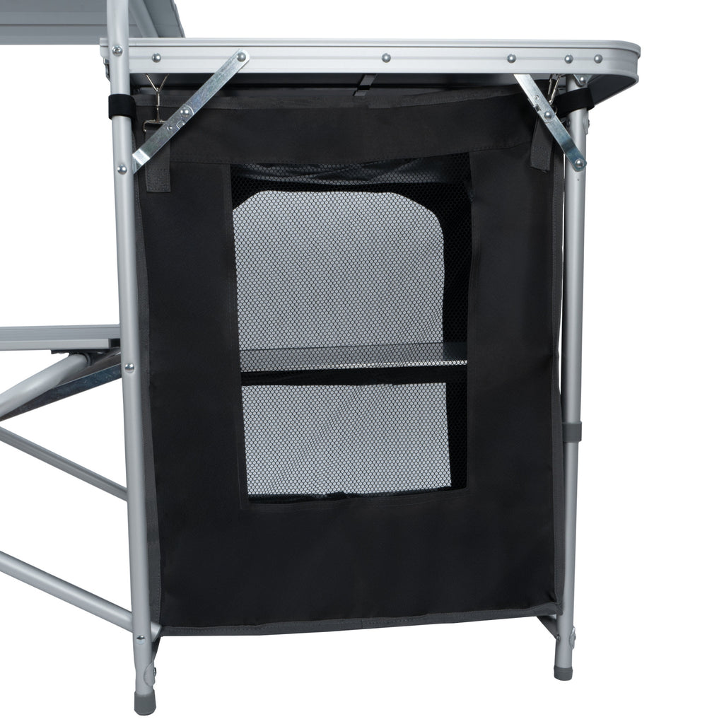 Armoire de camping, 170,5 x 46 x 109,5 cm, pliable, comprenant un pare-éclaboussures, des étagères et des compartiments de rangement