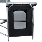 Armoire de camping, 170,5 x 46 x 109,5 cm, pliable, comprenant un pare-éclaboussures, des étagères et des compartiments de rangement