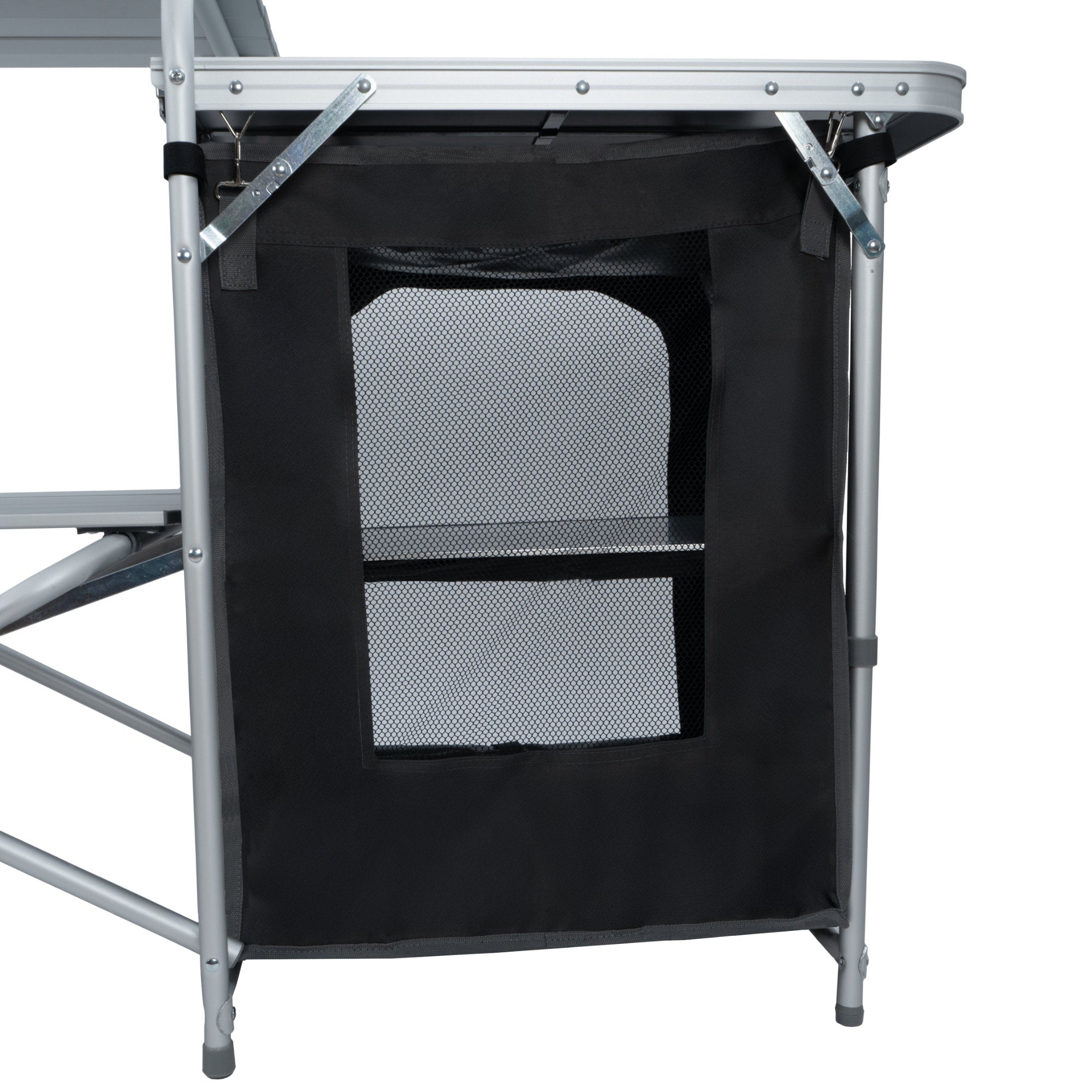 Armoire de camping, 170,5 x 46 x 109,5 cm, pliable, comprenant un pare-éclaboussures, des étagères et des compartiments de rangement