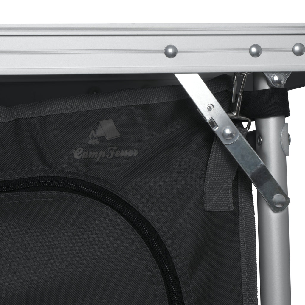 Armoire de camping, 170,5 x 46 x 109,5 cm, pliable, comprenant un pare-éclaboussures, des étagères et des compartiments de rangement