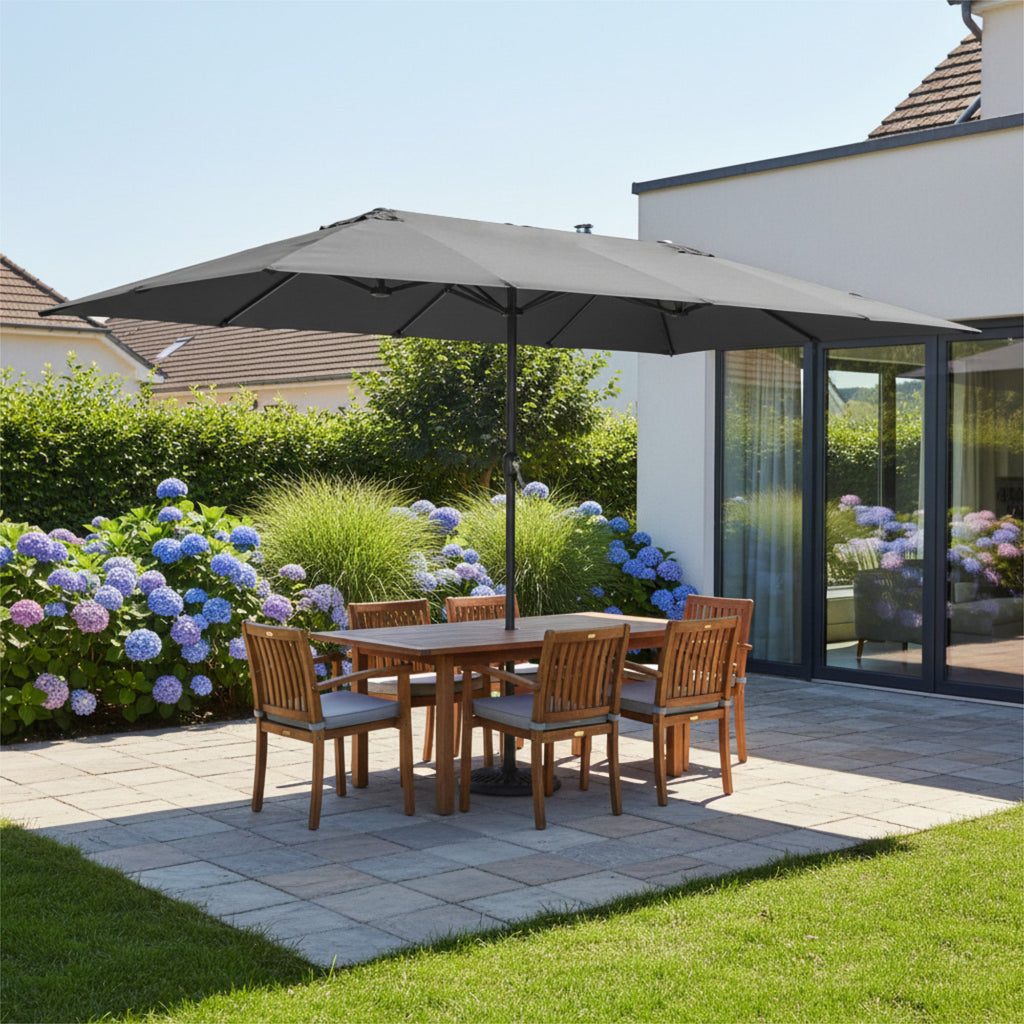 Parasol, 460 x 270 cm, gris, avec manivelle