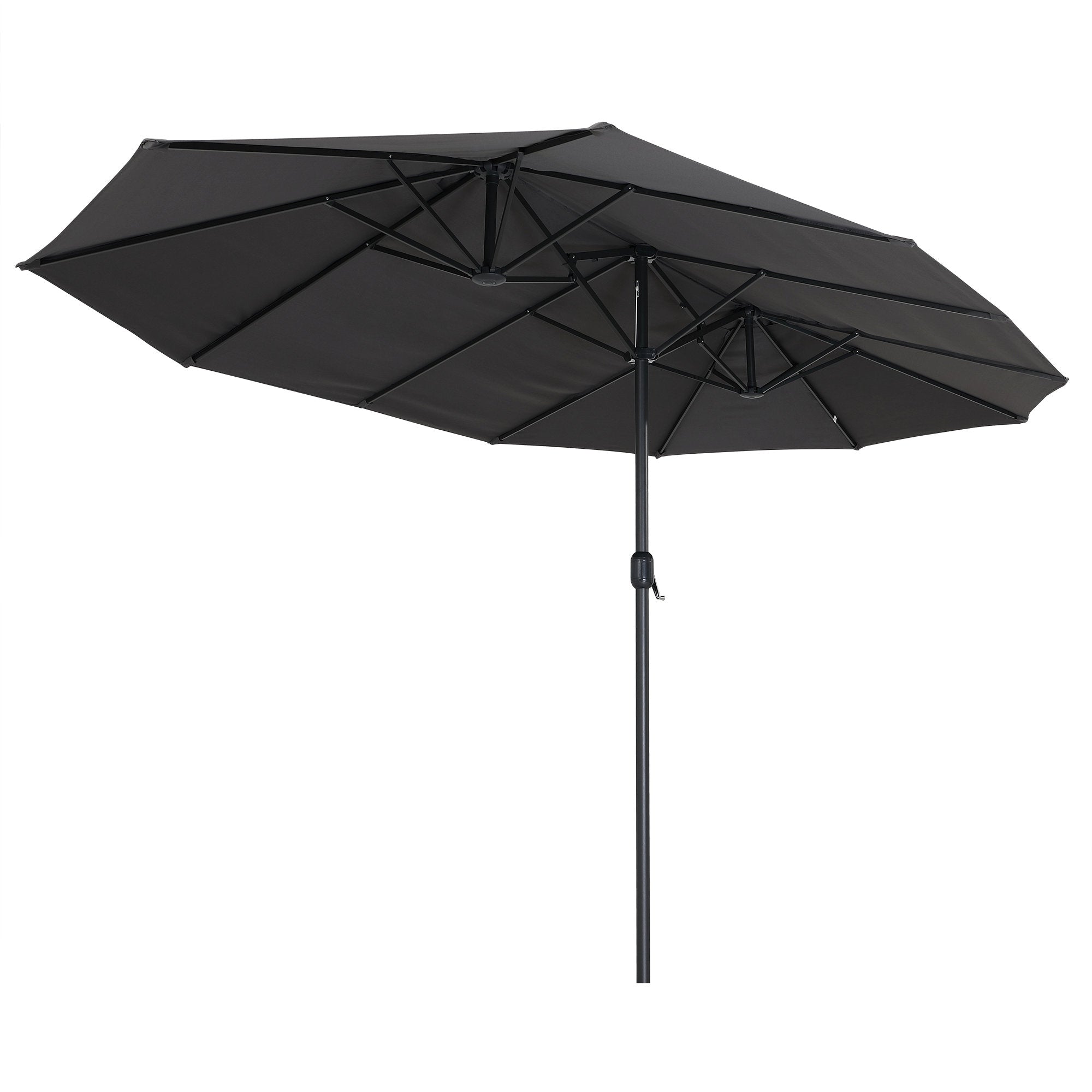 Parasol, 460 x 270 cm, grey, incl. hand crank