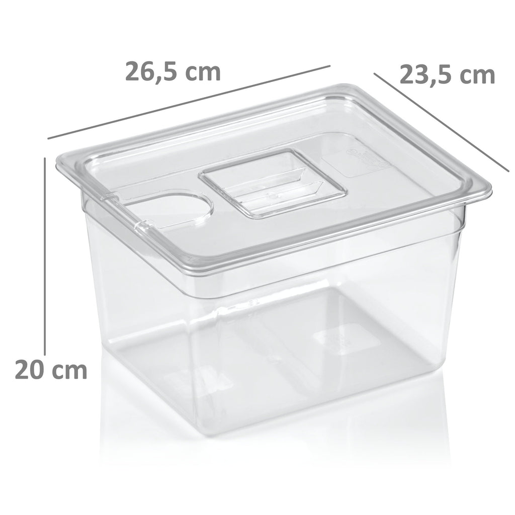 Bain-marie pour cuisson sous vide, 12 litres, avec couvercle assorti, 1/2 GN