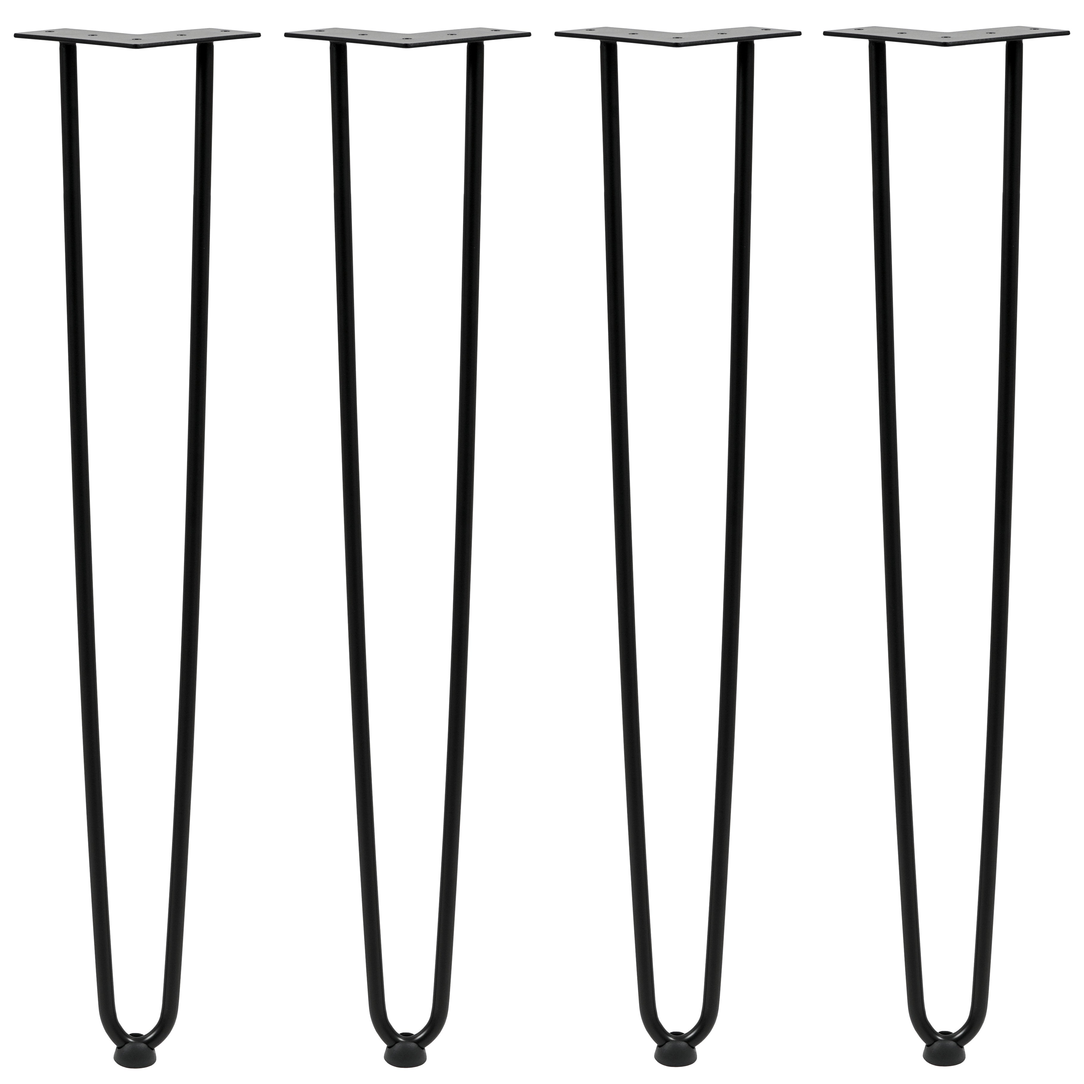 Pieds de table, pieds en épingle à cheveux, lot de 4, 71 cm, 2 entretoises