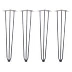 Pieds de table, lot de 4, 60 cm, acier, 3 entretoises