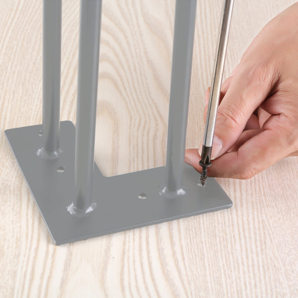 Pieds de table, lot de 4, 45 cm, acier, 3 entretoises