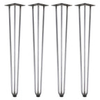 Pieds de table, pieds en épingle à cheveux, lot de 4, 71 cm, acier, 3 entretoises