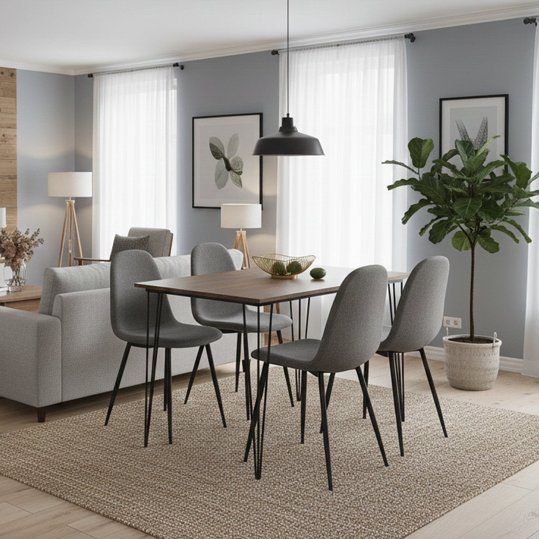 Pieds de table, pieds en épingle à cheveux, lot de 4, 71 cm, acier, 3 entretoises