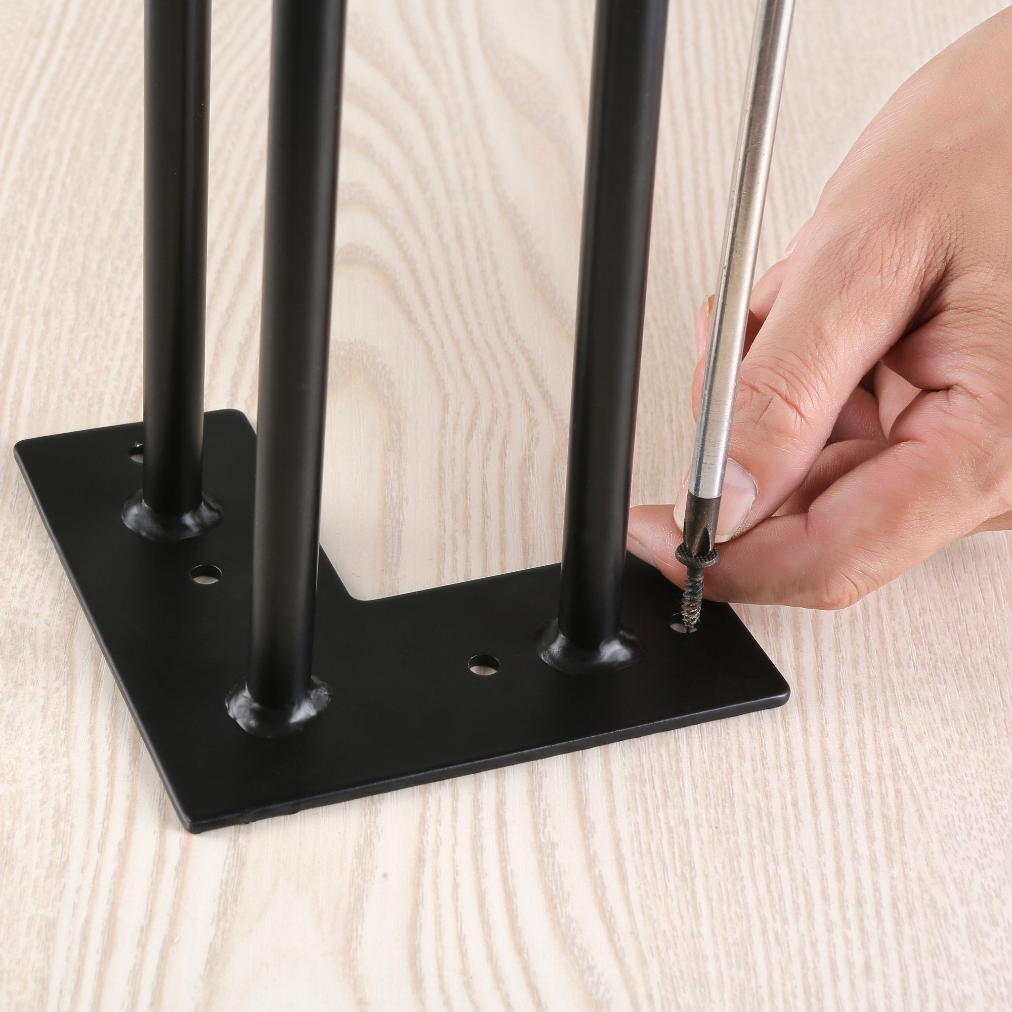 Pieds de table, pieds en épingle à cheveux, lot de 4, 71 cm, acier, 3 entretoises