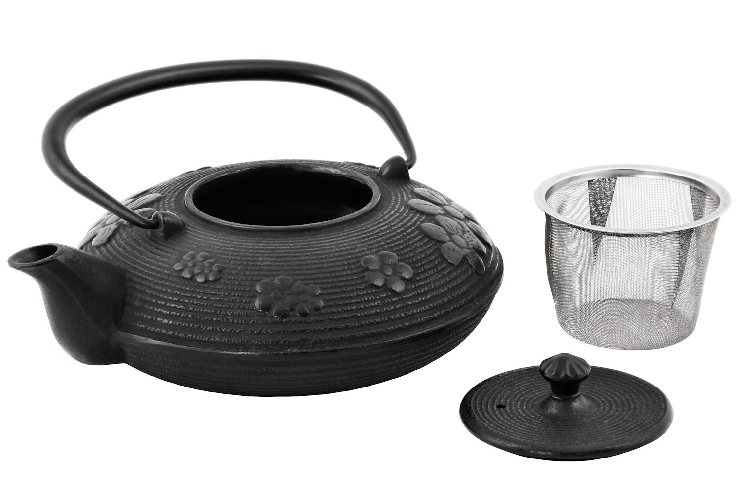 Théière de style asiatique, 1,2 litre, en fonte, avec passoire en acier inoxydable incluse