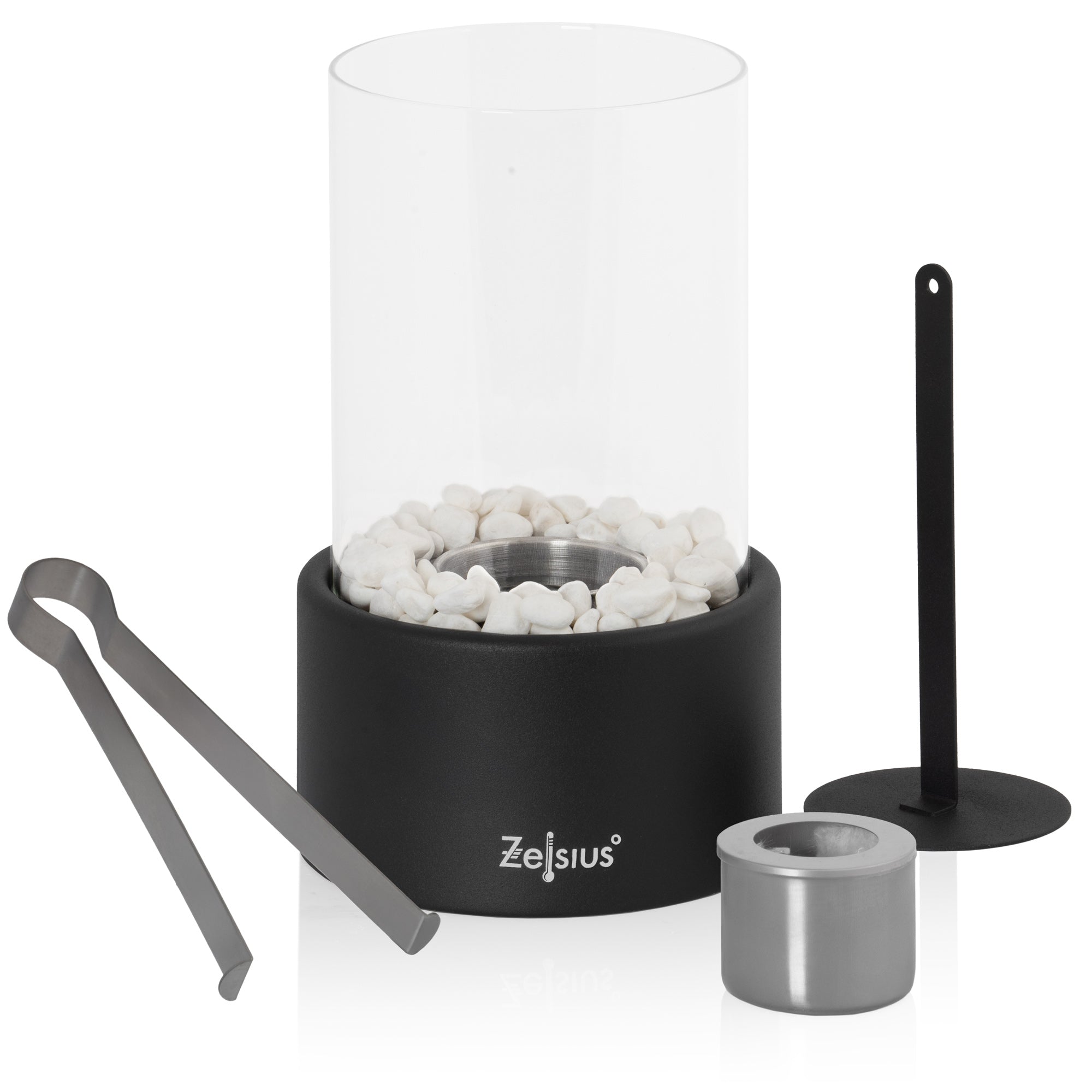 Tabletop fireplace, Ø 16.5 x 27 cm, black