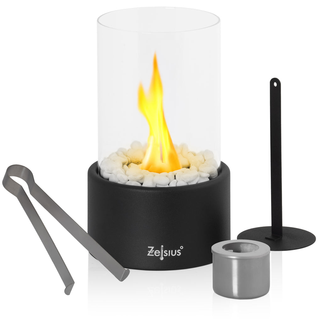 Tabletop fireplace, Ø 16.5 x 27 cm, black