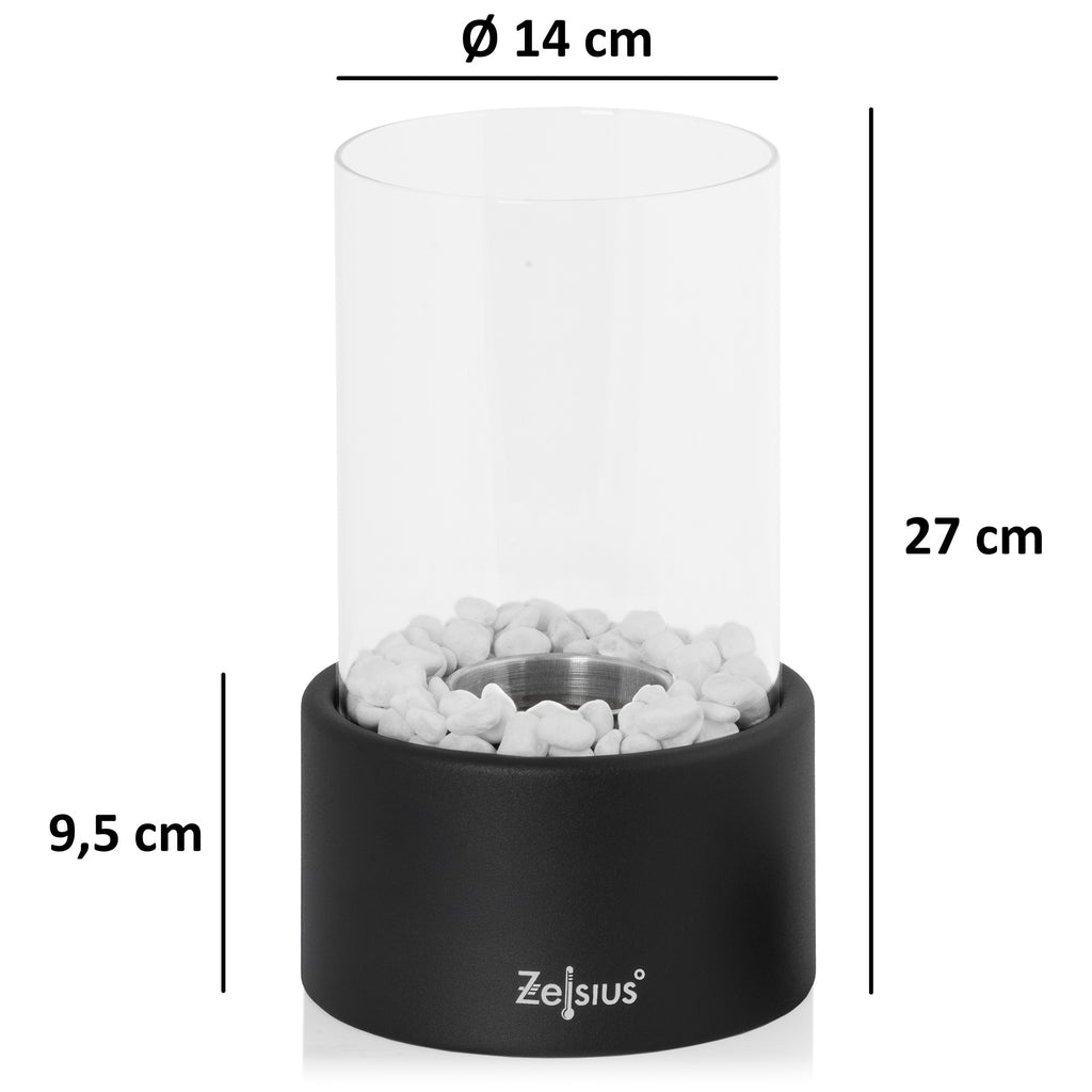 Tabletop fireplace, Ø 16.5 x 27 cm, black