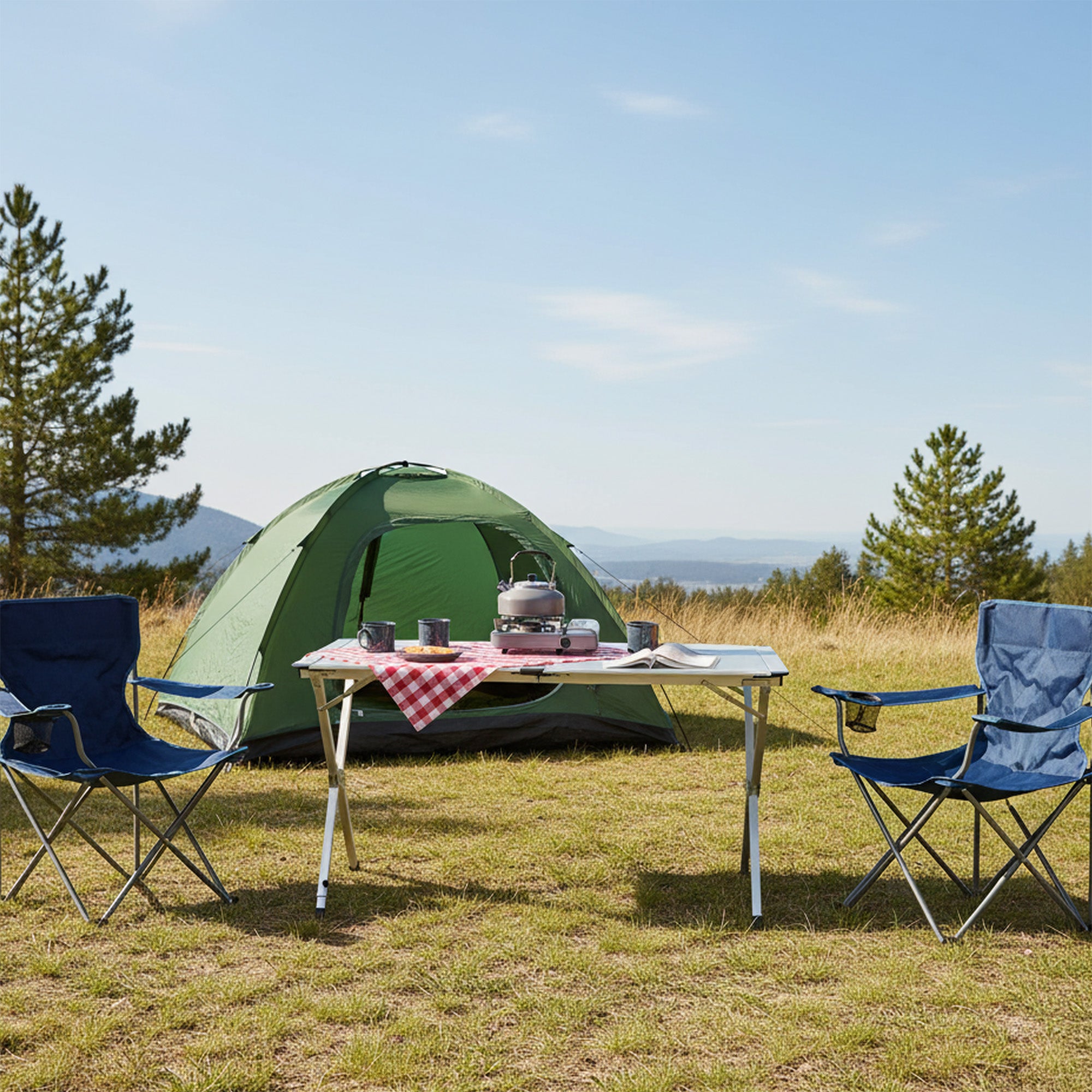 Camping table, aluminum, 140 x 70 x 70 cm, 4 people, foldable