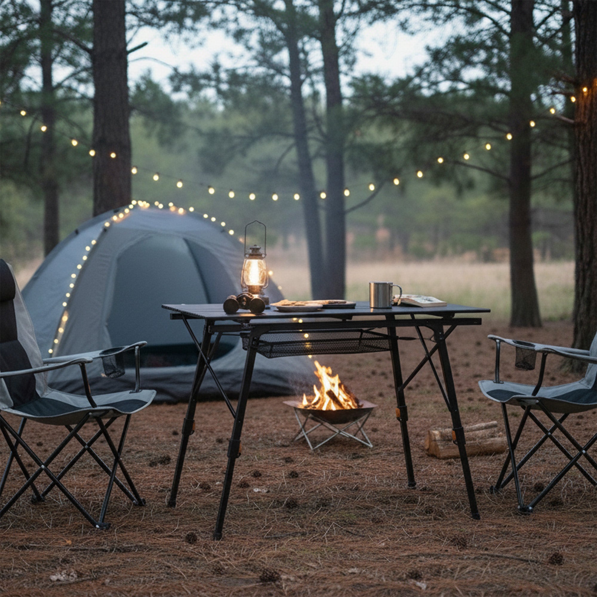 Camping table, 90.5 x 51.5 cm, foldable, height-adjustable