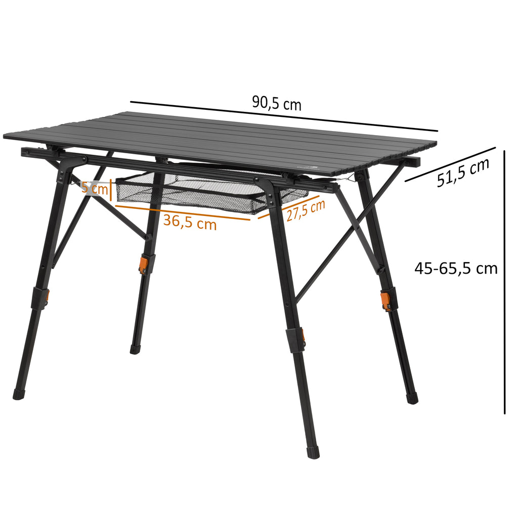 Camping table, 90.5 x 51.5 cm, foldable, height-adjustable