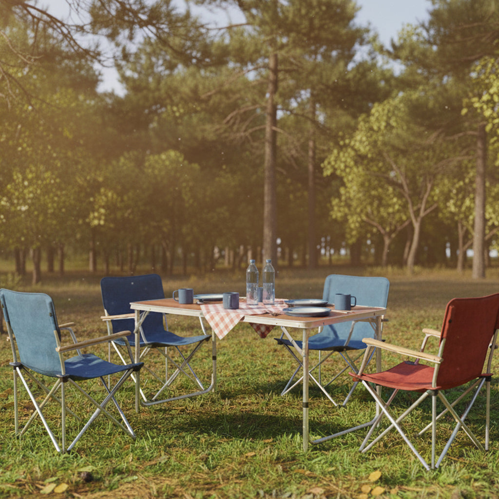 Camping table, aluminum, 120 x 60 cm, 6 people, foldable