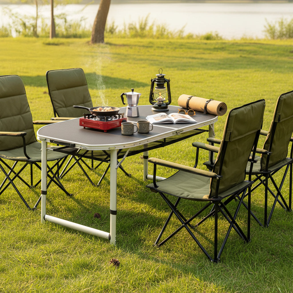 kleine klappbare campingtische Campingtisch, 150 x 80 cm, 6 Personen, faltbar, höhenverstellbar – CS-Trading