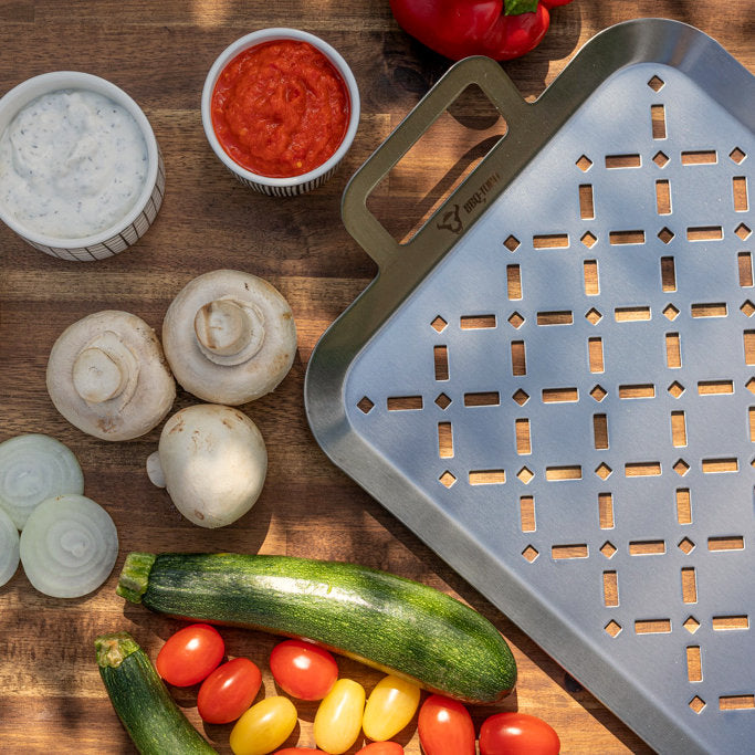 Grill tray, 44 x 26 x 4.5 cm, stainless steel