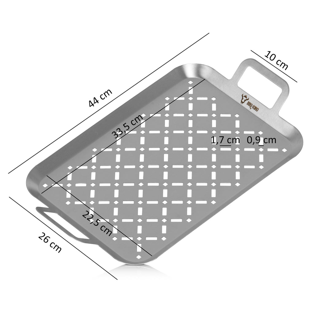 Grill tray, 44 x 26 x 4.5 cm, stainless steel