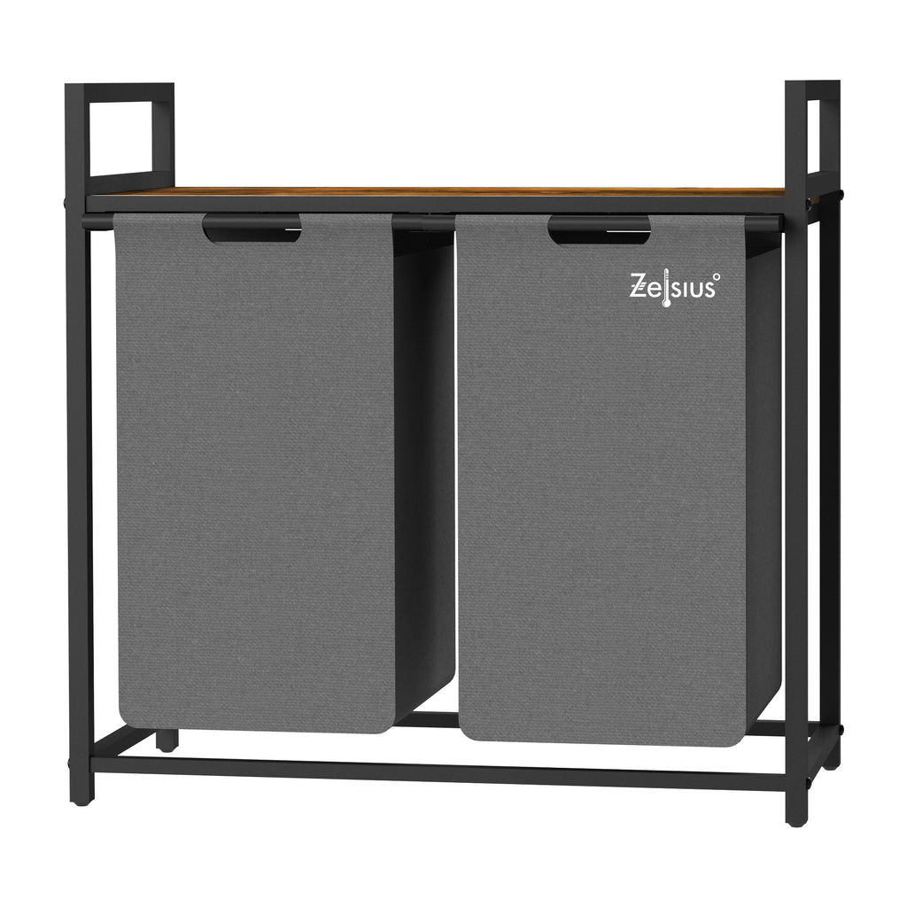 Panier à linge, 2 compartiments, 73 x 33 x 72 cm, avec étagère