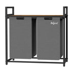 Laundry hamper, 2 compartments, 73 x 33 x 72 cm, with shelf