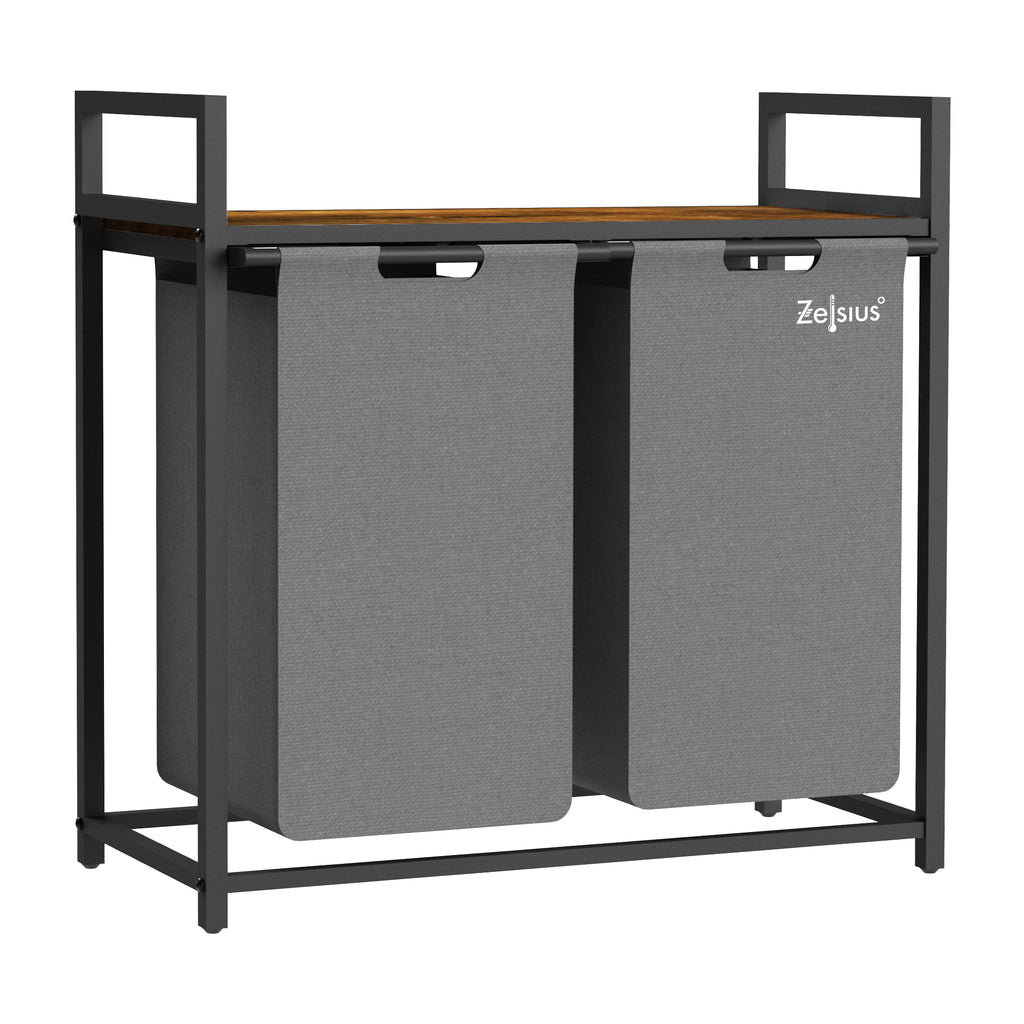 Panier à linge, 2 compartiments, 73 x 33 x 72 cm, avec étagère