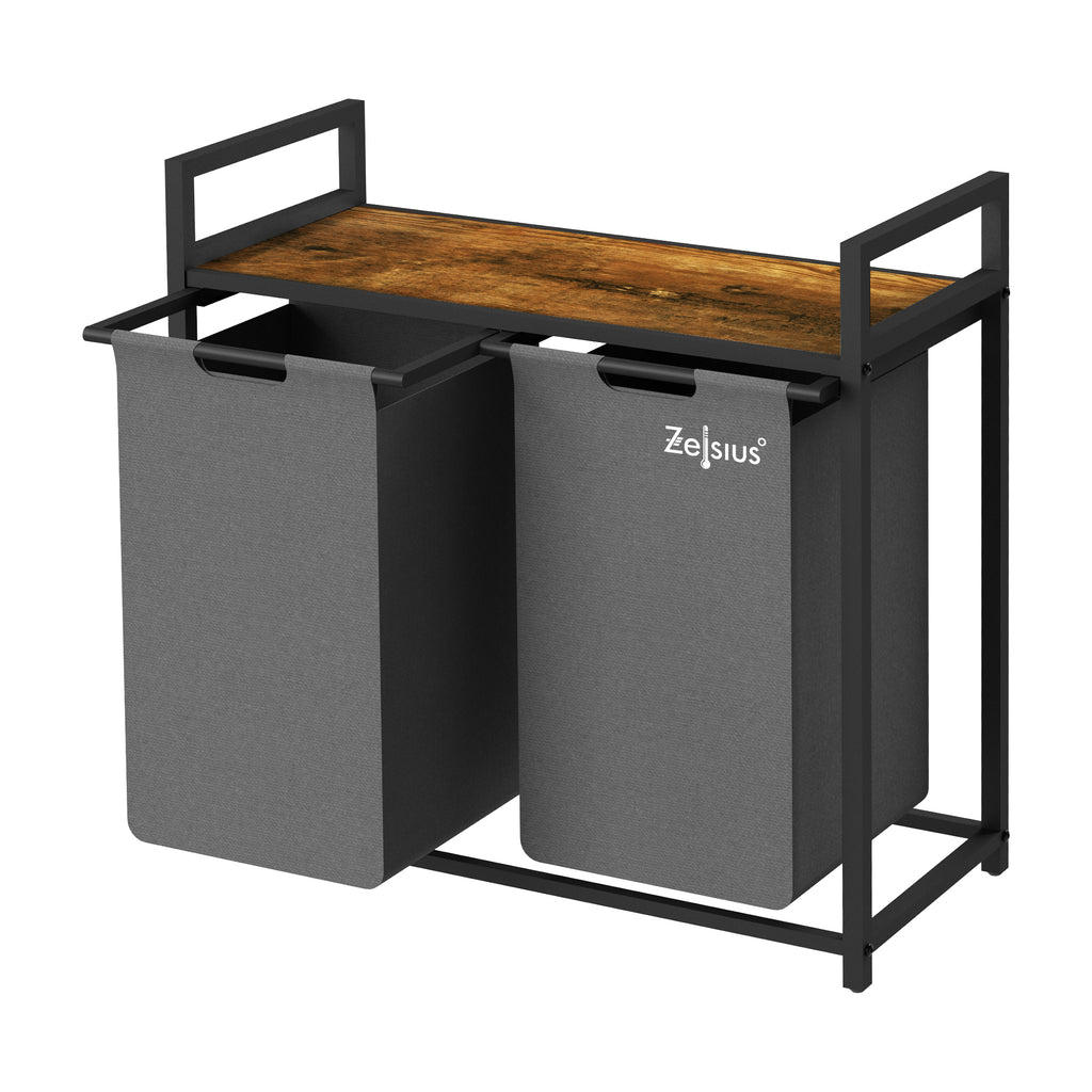 Panier à linge, 2 compartiments, 73 x 33 x 72 cm, avec étagère