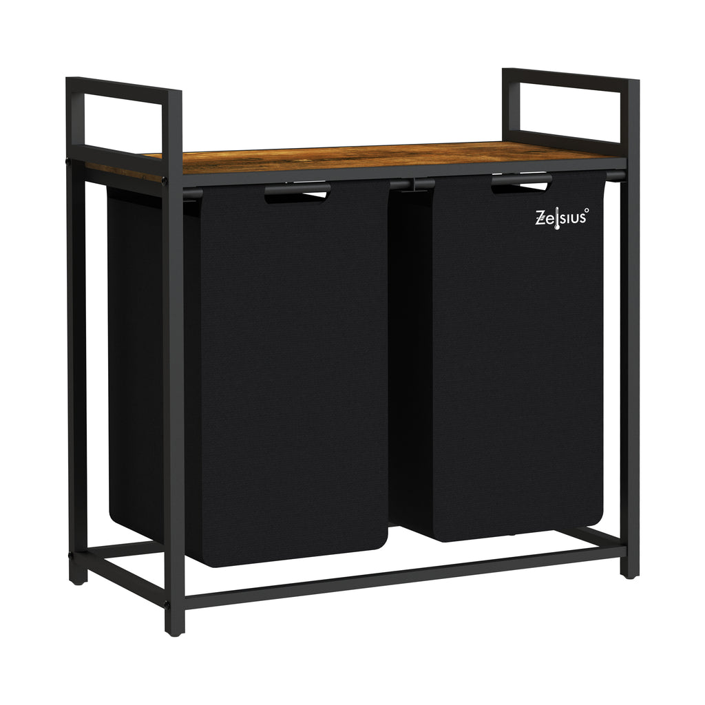 Panier à linge, 2 compartiments, 73 x 33 x 72 cm, avec étagère