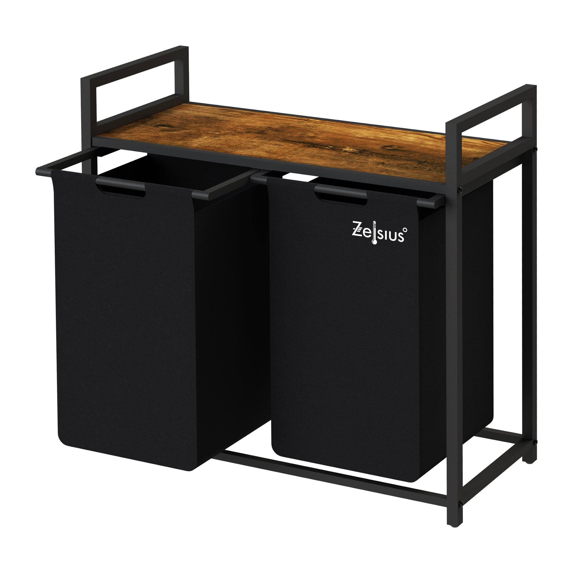 Panier à linge, 2 compartiments, 73 x 33 x 72 cm, avec étagère